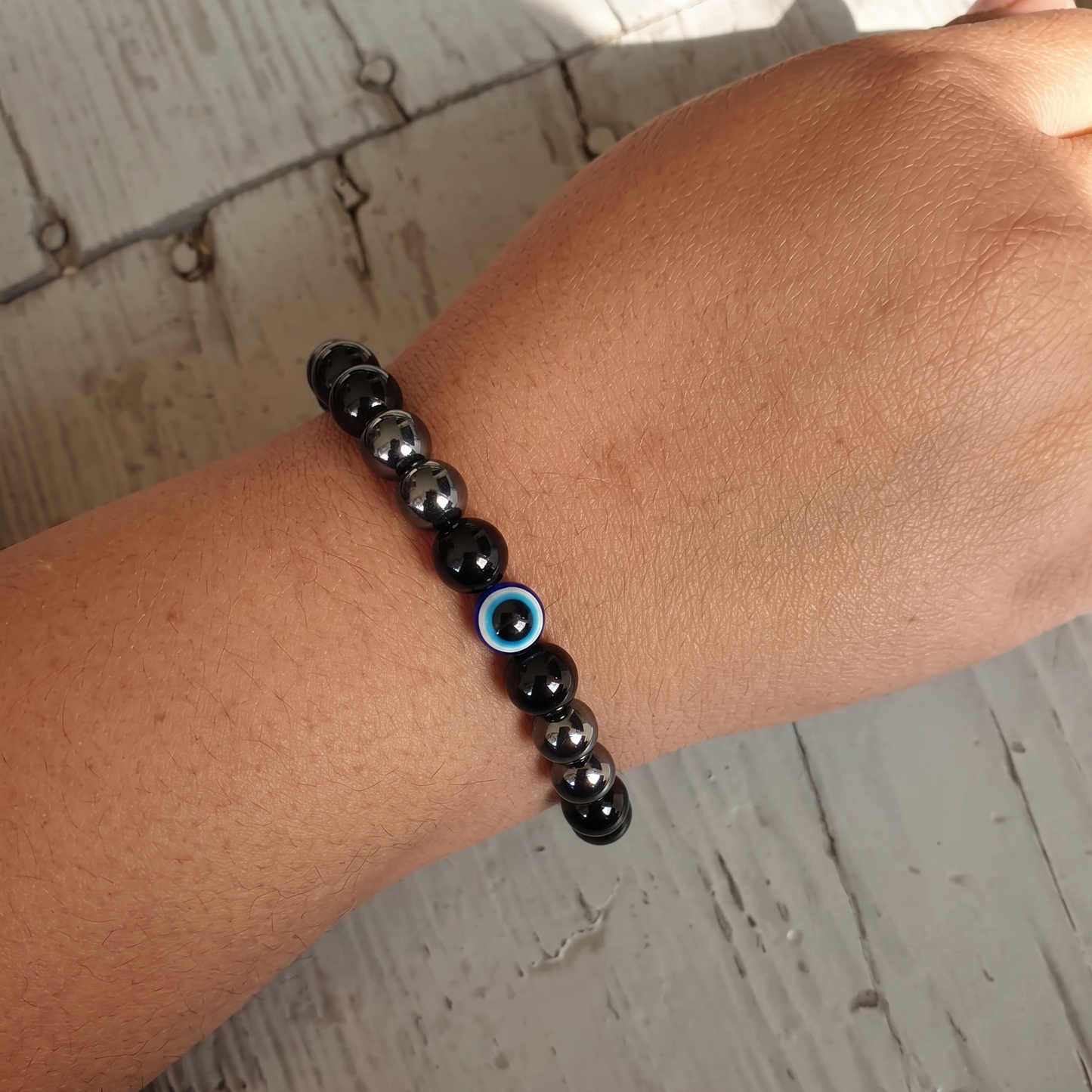 Protective Evil Eye Hematite Natural Stone Bracelet