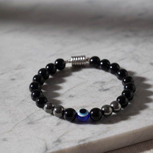 Protective Evil Eye Hematite Natural Stone Bracelet