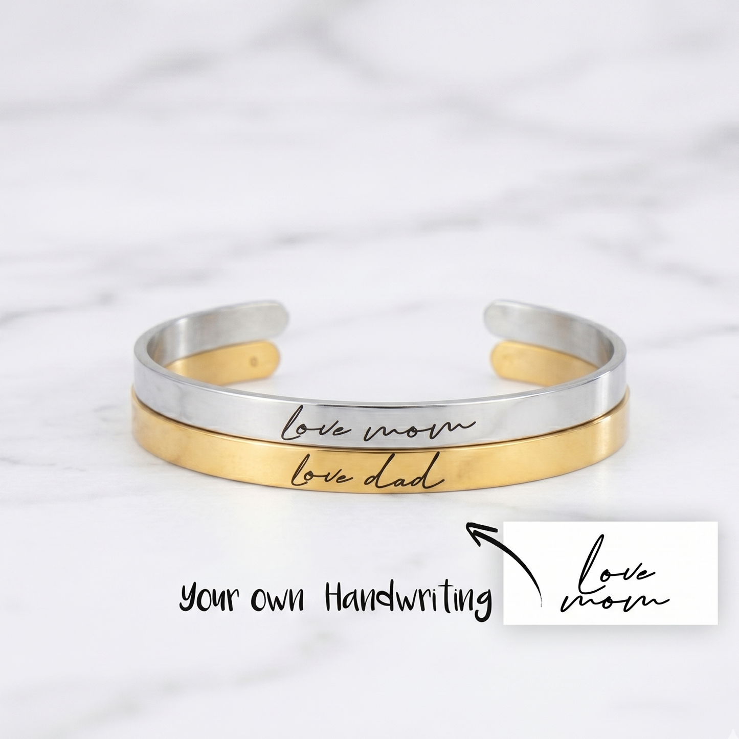 Custom Handwriting Signature Cuff Bracelet