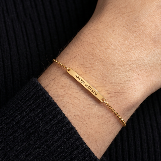 Custom Engraved Name Bar Chain Bracelet