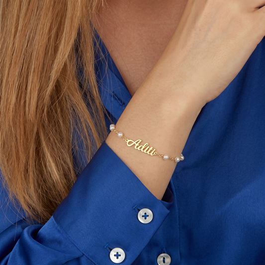 Personalised Name Dainty Pearl Bracelet