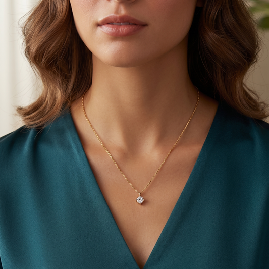 Diamond Like Stone Pendant Necklace