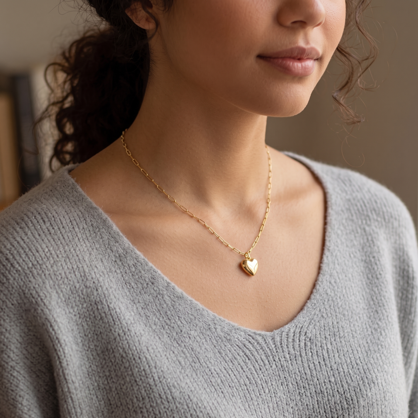 Dainty Heart Paperclip Necklace