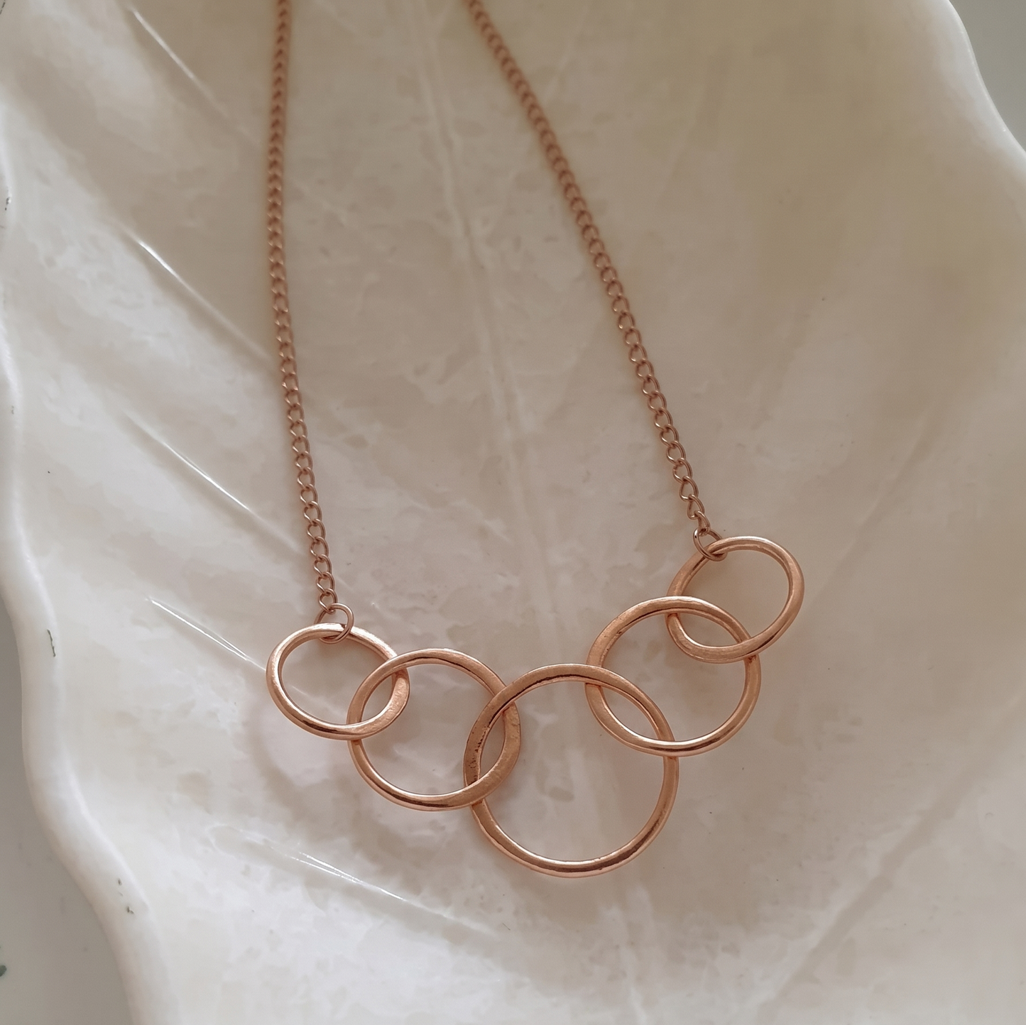 Rose Gold Five Linked Circle Necklace