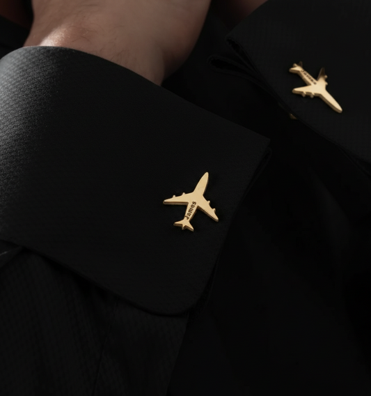 Personalised Airplane Cufflinks For Pilot and Air Hostess