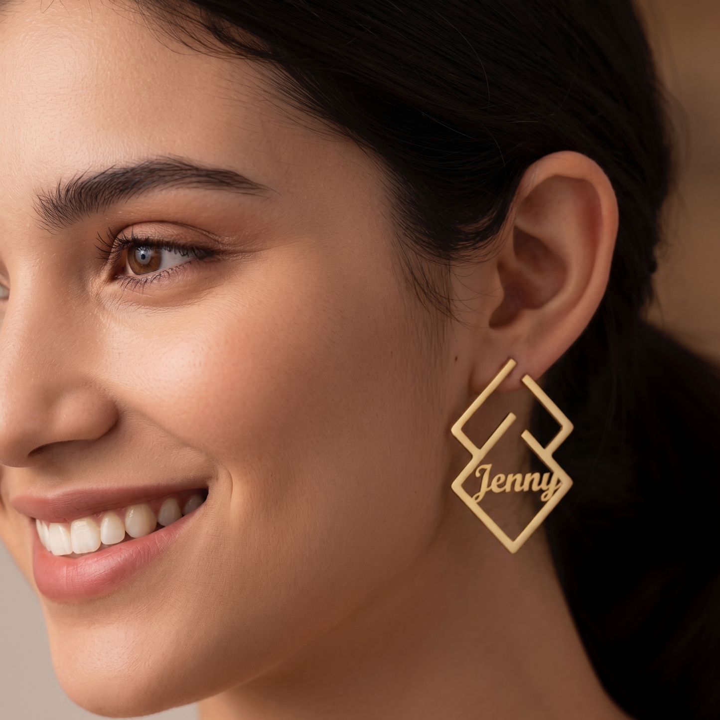 Custom Geometric Name Earrings