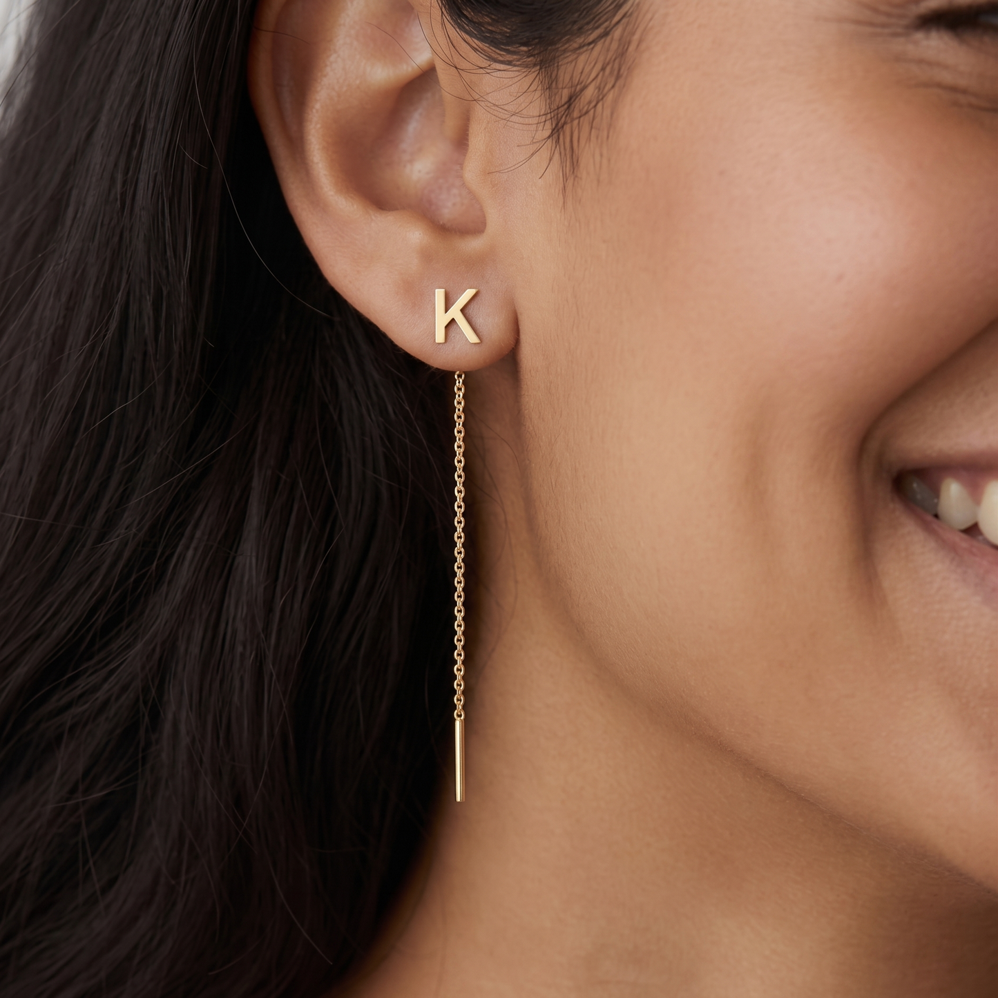 Custom Initial Letter Threader Earrings