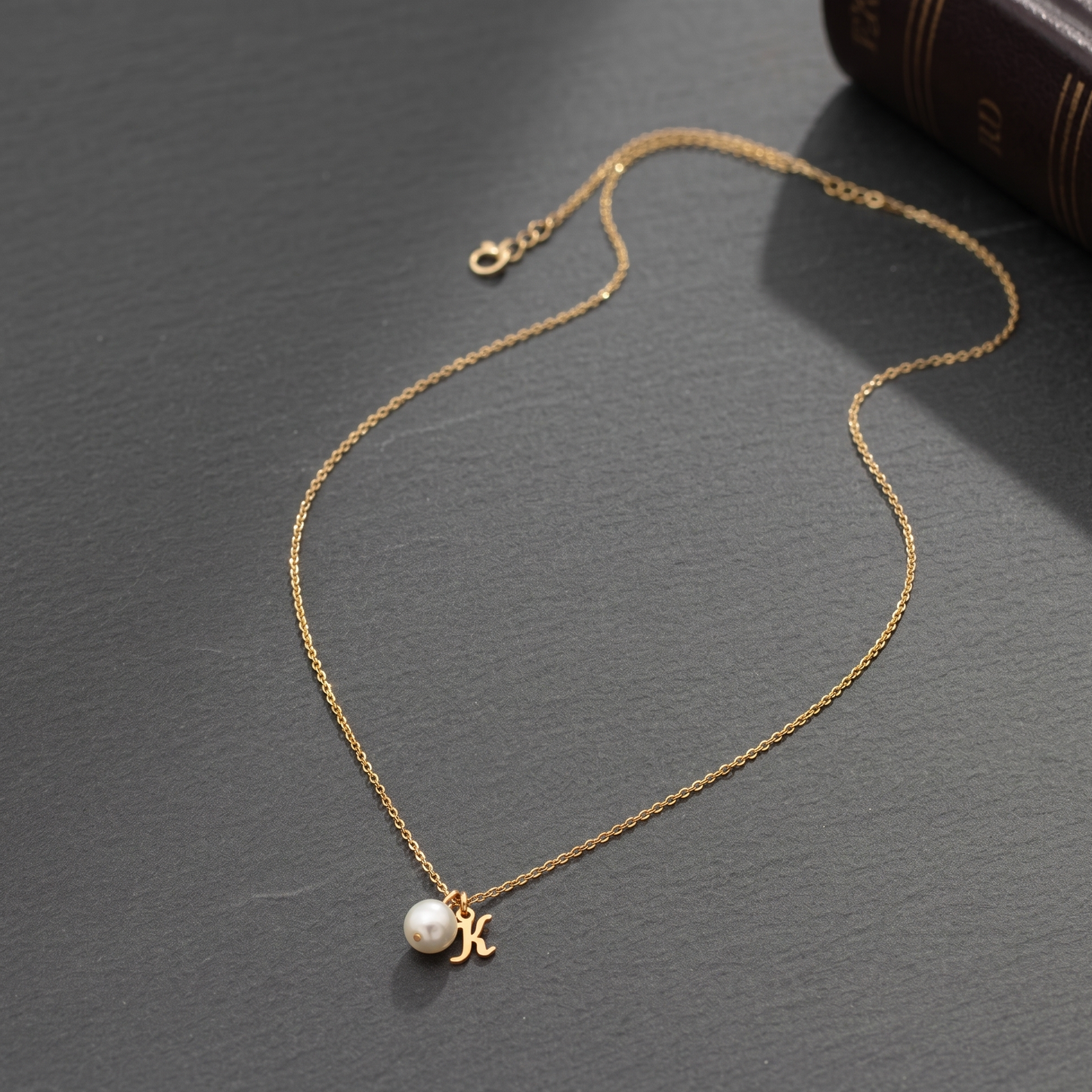 Minimal Pearl Initial Pendant Necklace