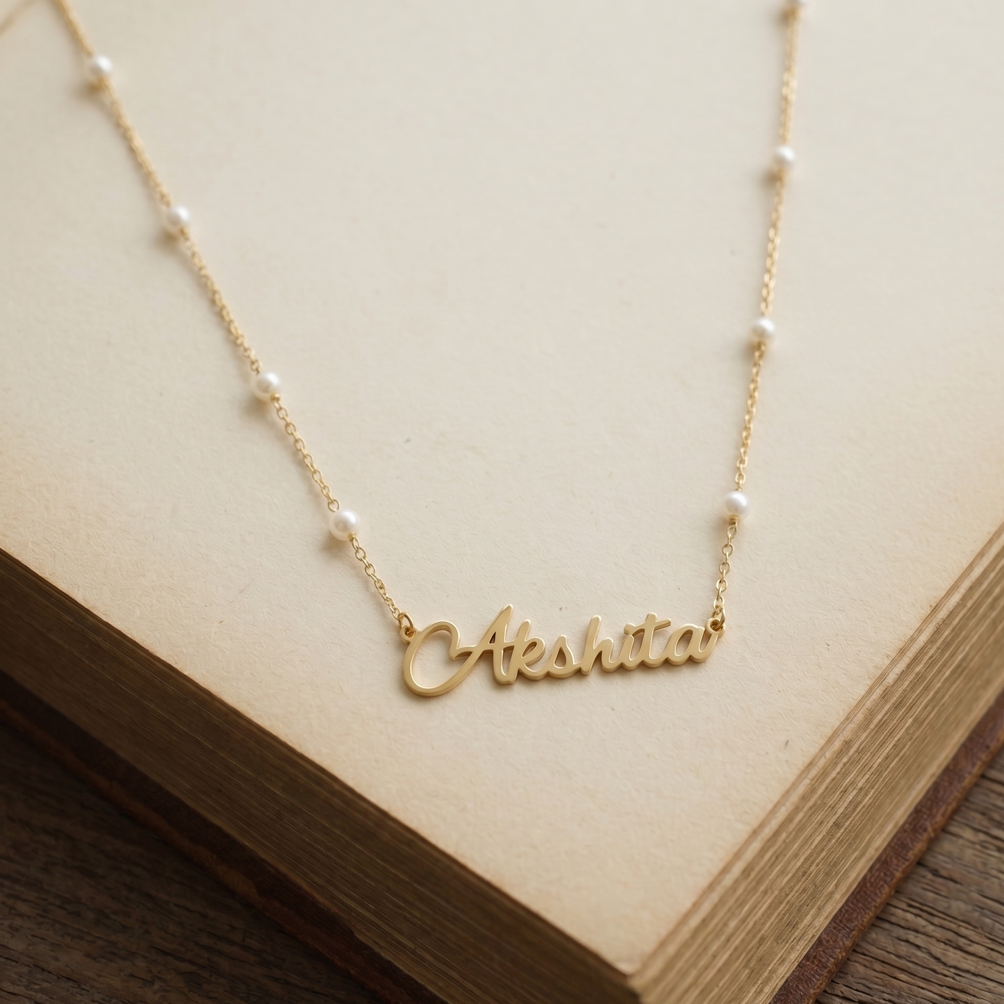 Custom Name Pearl Chain Necklace