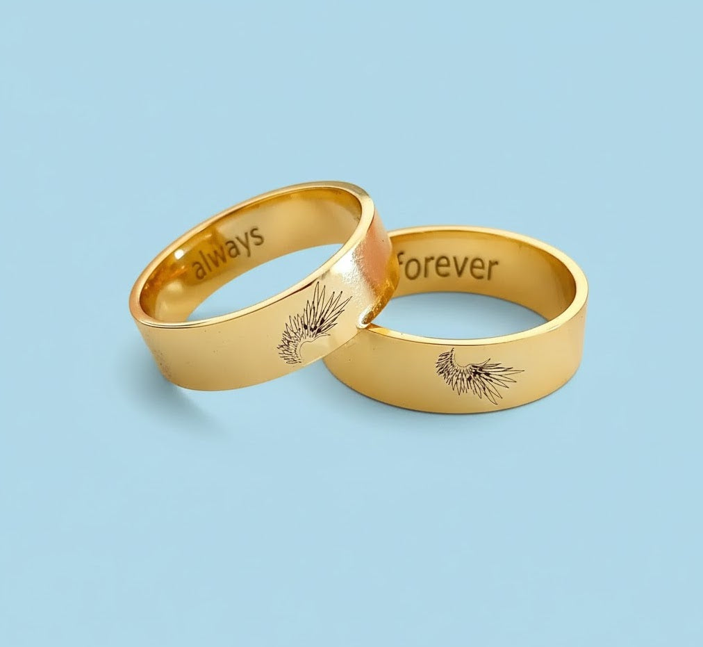 Guardian Angle Wings Couple Rings