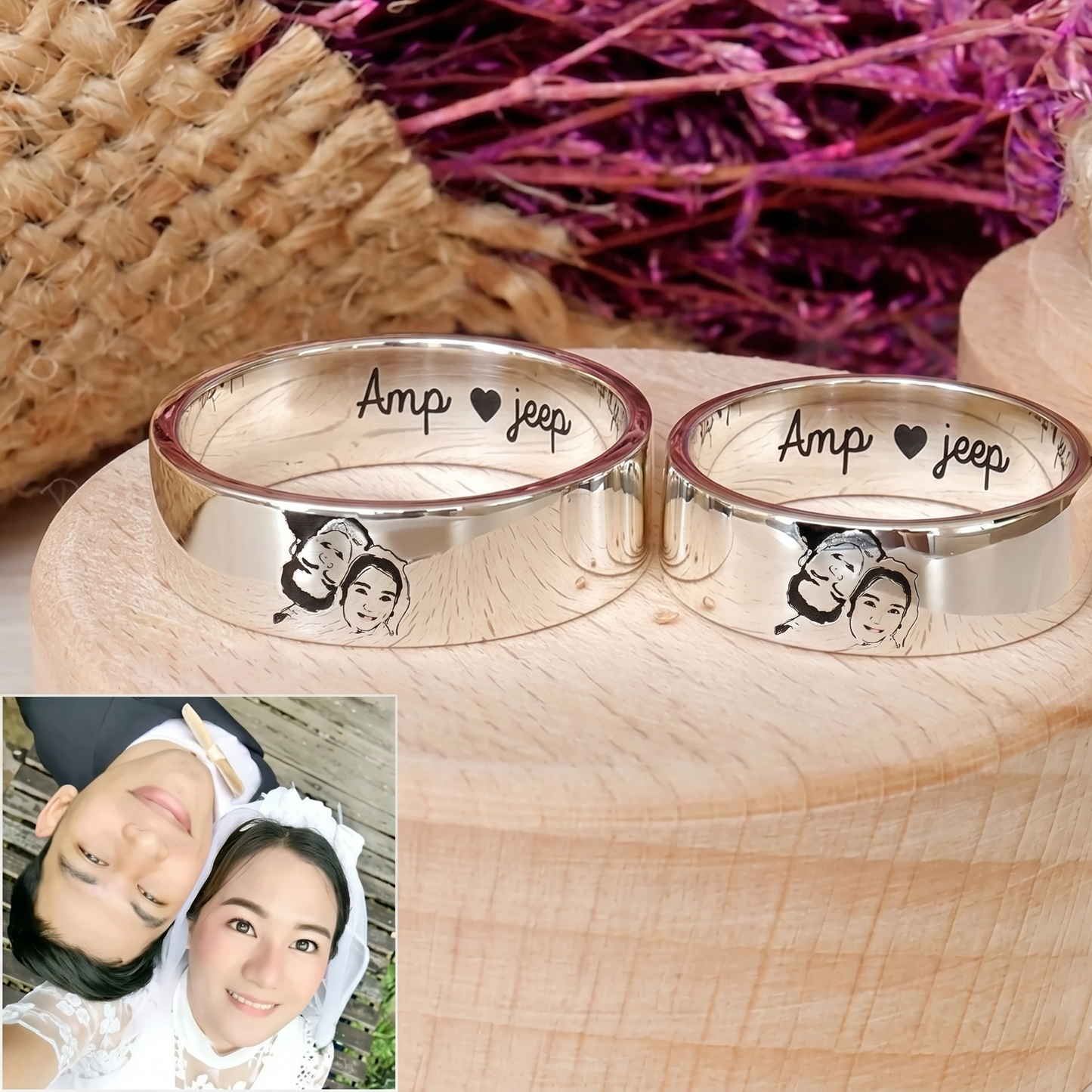 Engraved Image and Hidden Message Ring
