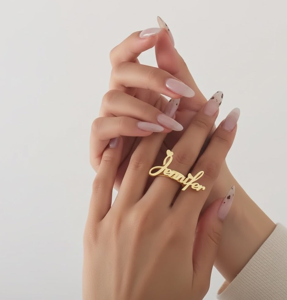 Name Heart Personalised Ring