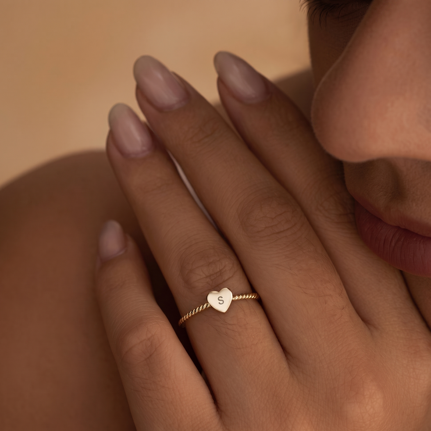 Personalised Heart Initial Ring