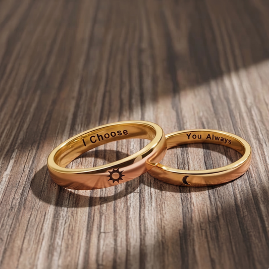 Couple Sun and Moon Promise Rings