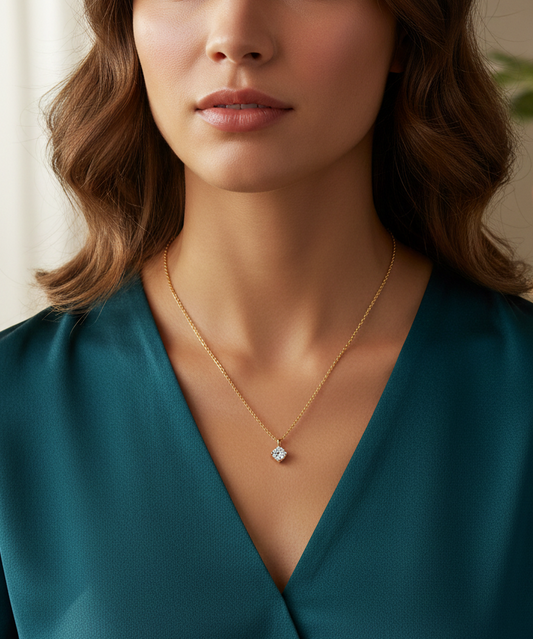 Diamond Like Stone Pendant Necklace