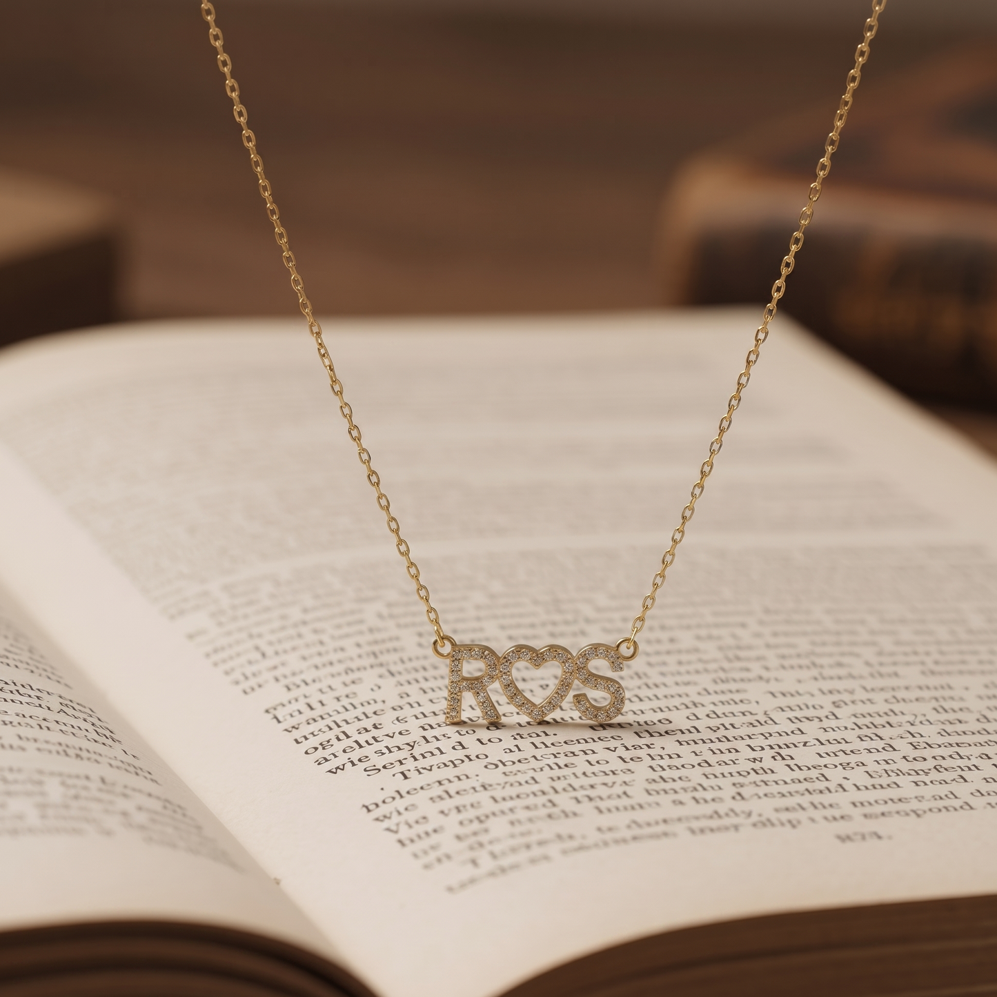Custom Heart Diamond Link Initial Necklace