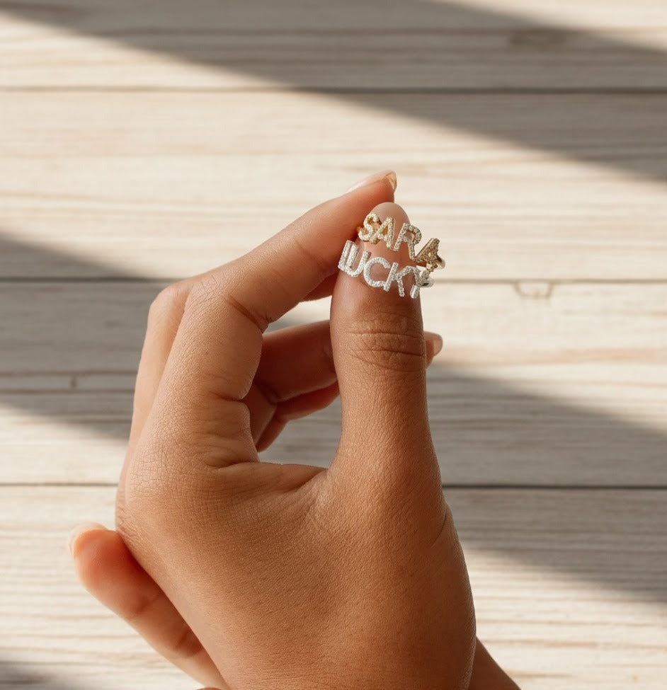 Diamond Like Custom Name Ring