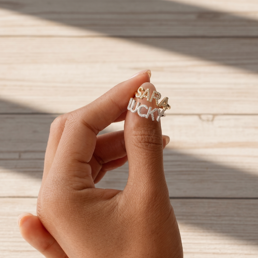 Diamond Like Custom Name Ring