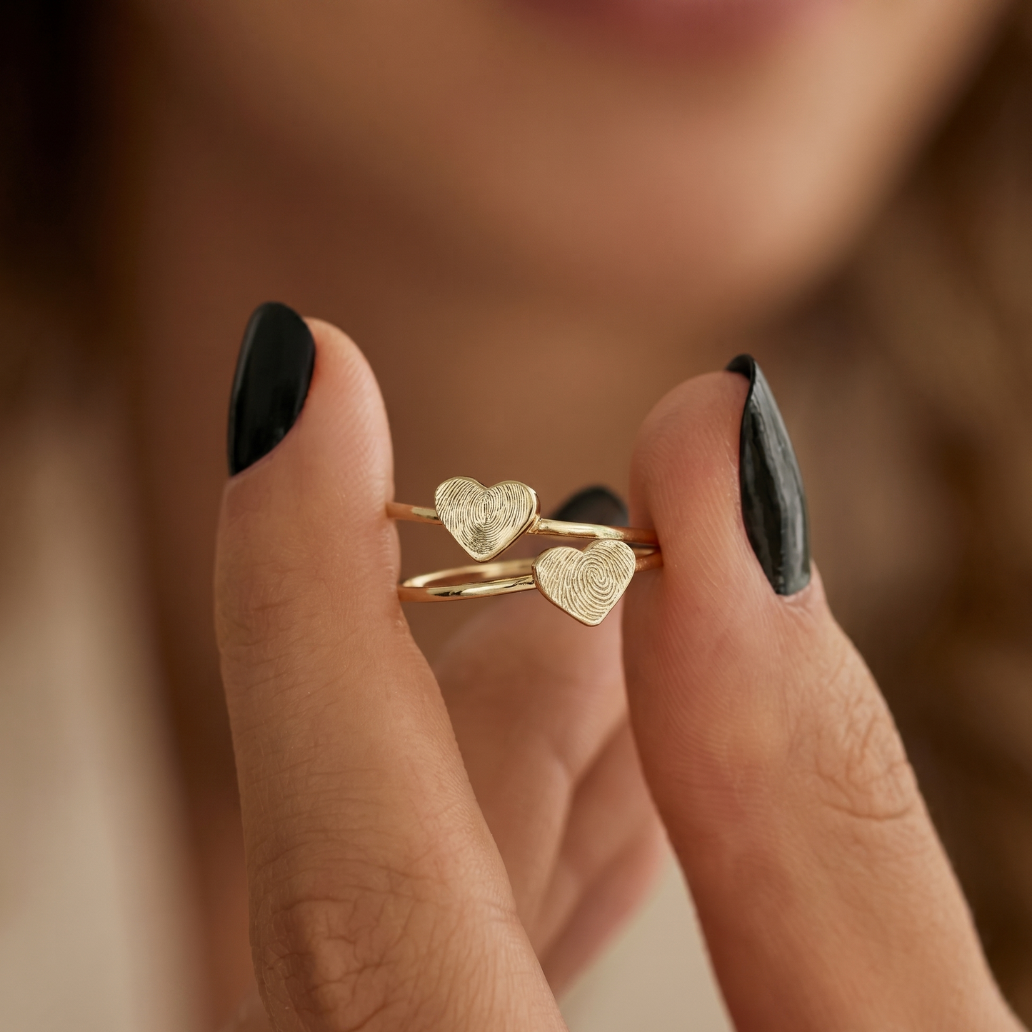 Minimal Heart Fingerprint Ring