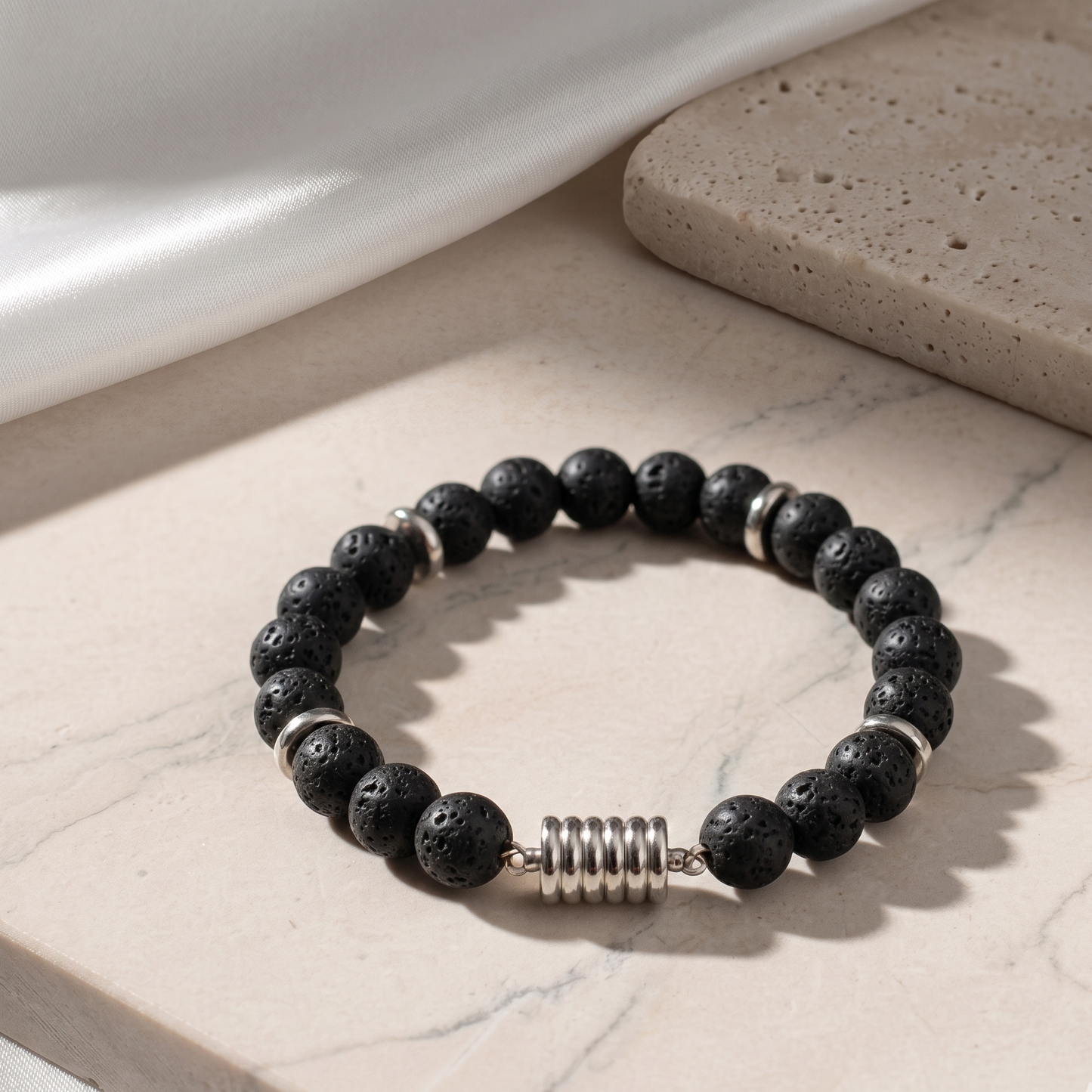 Lava Stone Bracelet with Magnetic Clasp - Unisex
