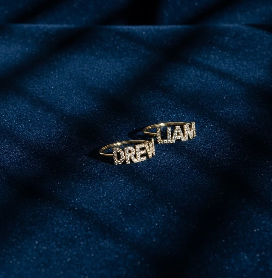 Diamond Like Custom Name Ring