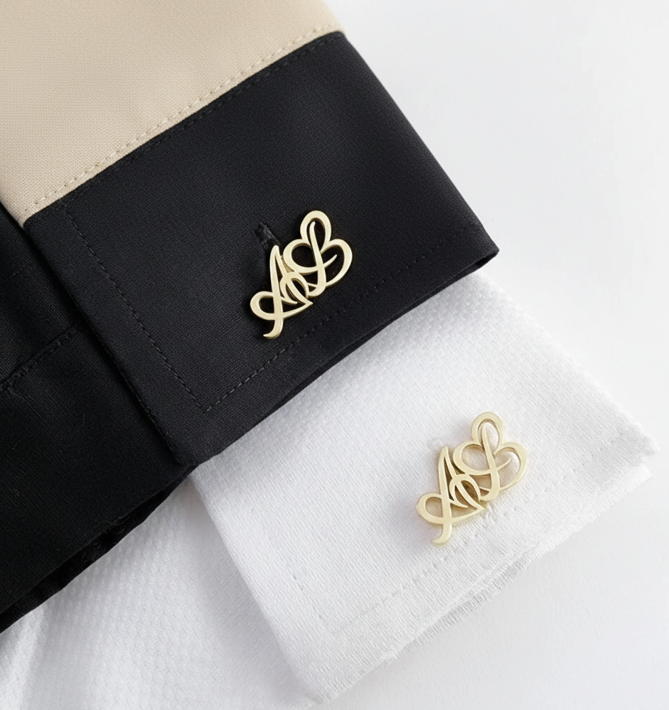 Custom Heart Initial Cufflinks
