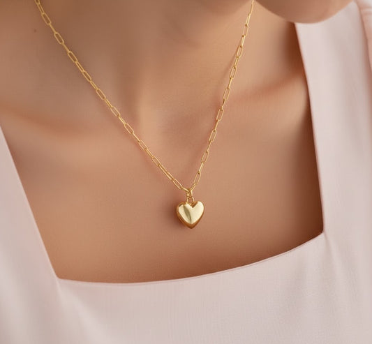 Dainty Heart Paperclip Necklace