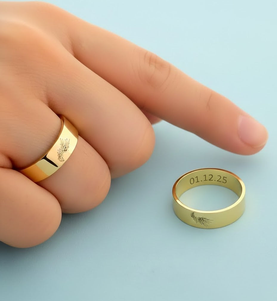 Guardian Angle Wings Couple Rings