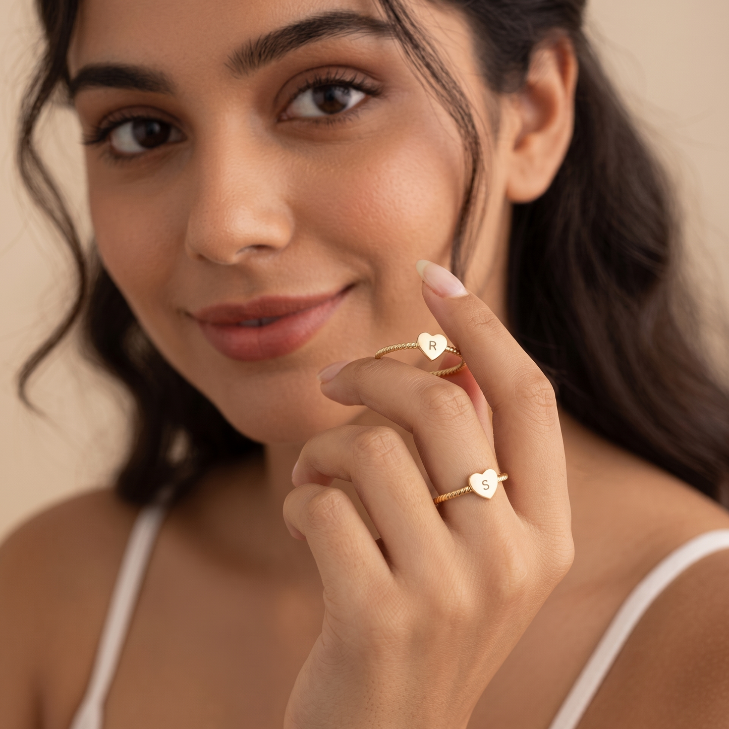 Personalised Heart Initial Ring