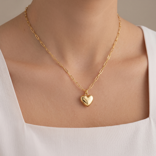 Dainty Heart Paperclip Necklace