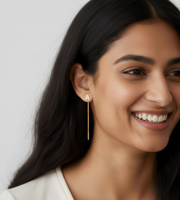 Custom Initial Letter Threader Earrings