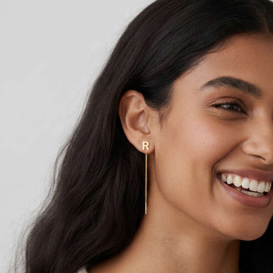 Custom Initial Letter Threader Earrings