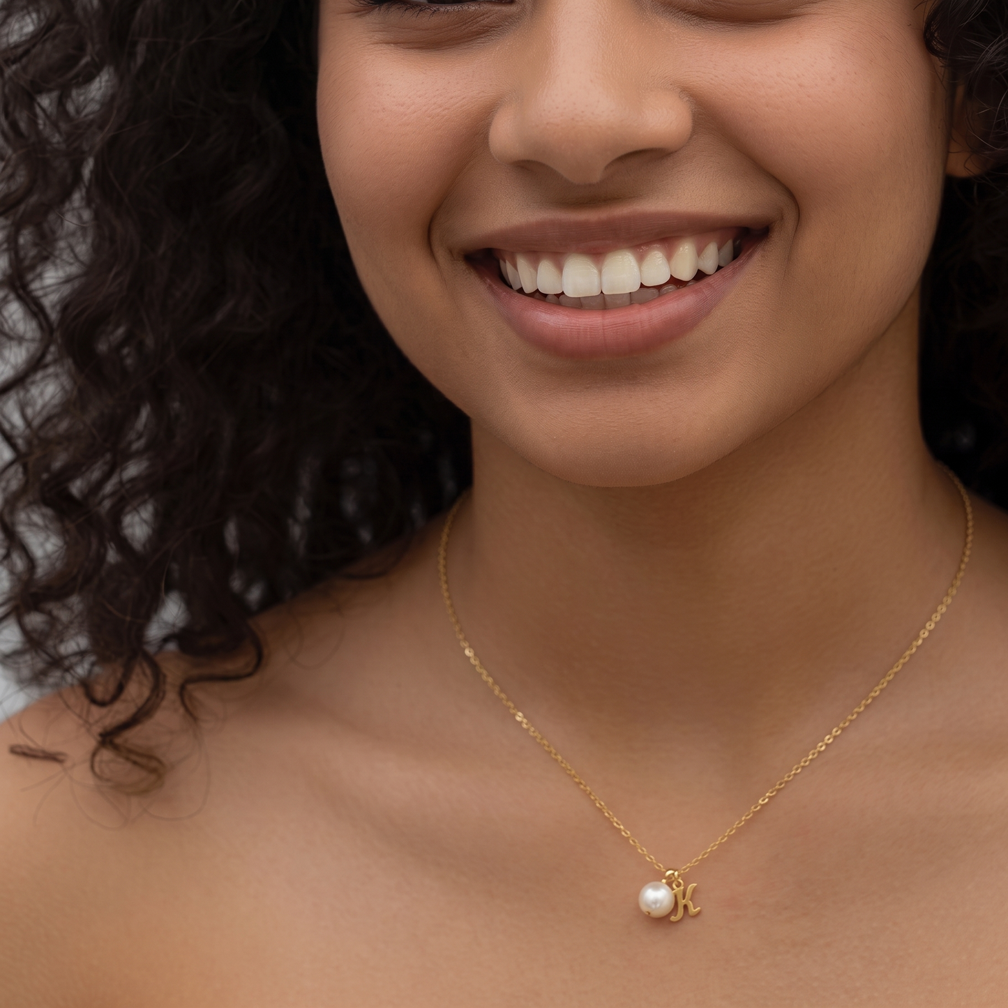 Minimal Pearl Initial Pendant Necklace