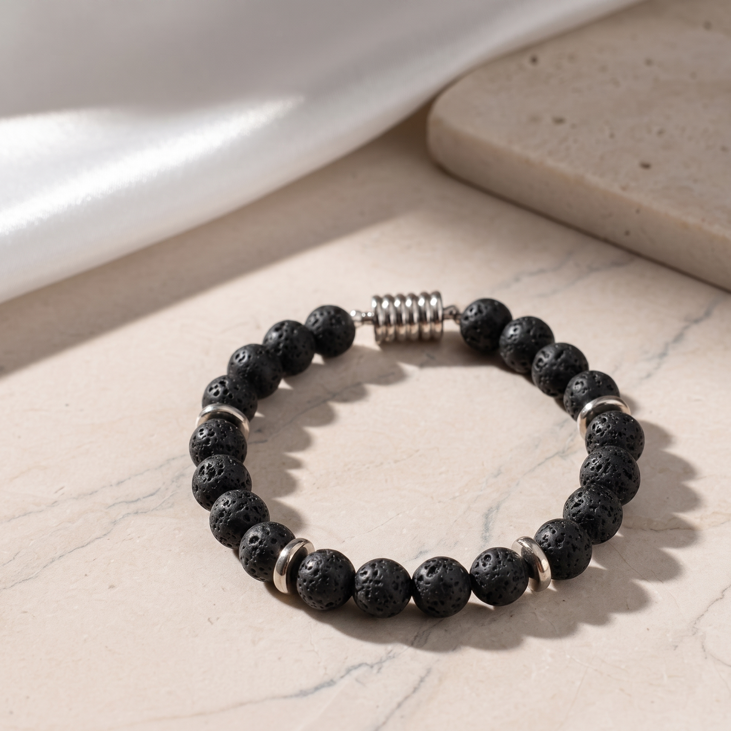 Lava Stone Bracelet with Magnetic Clasp - Unisex