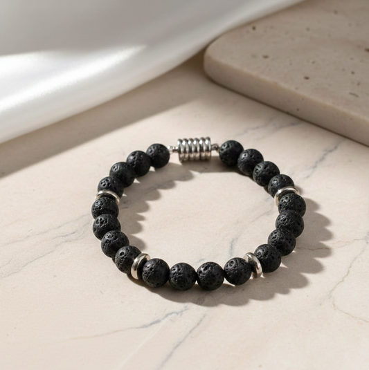 Lava Stone Bracelet for Men and Women with Magnetic Clasp