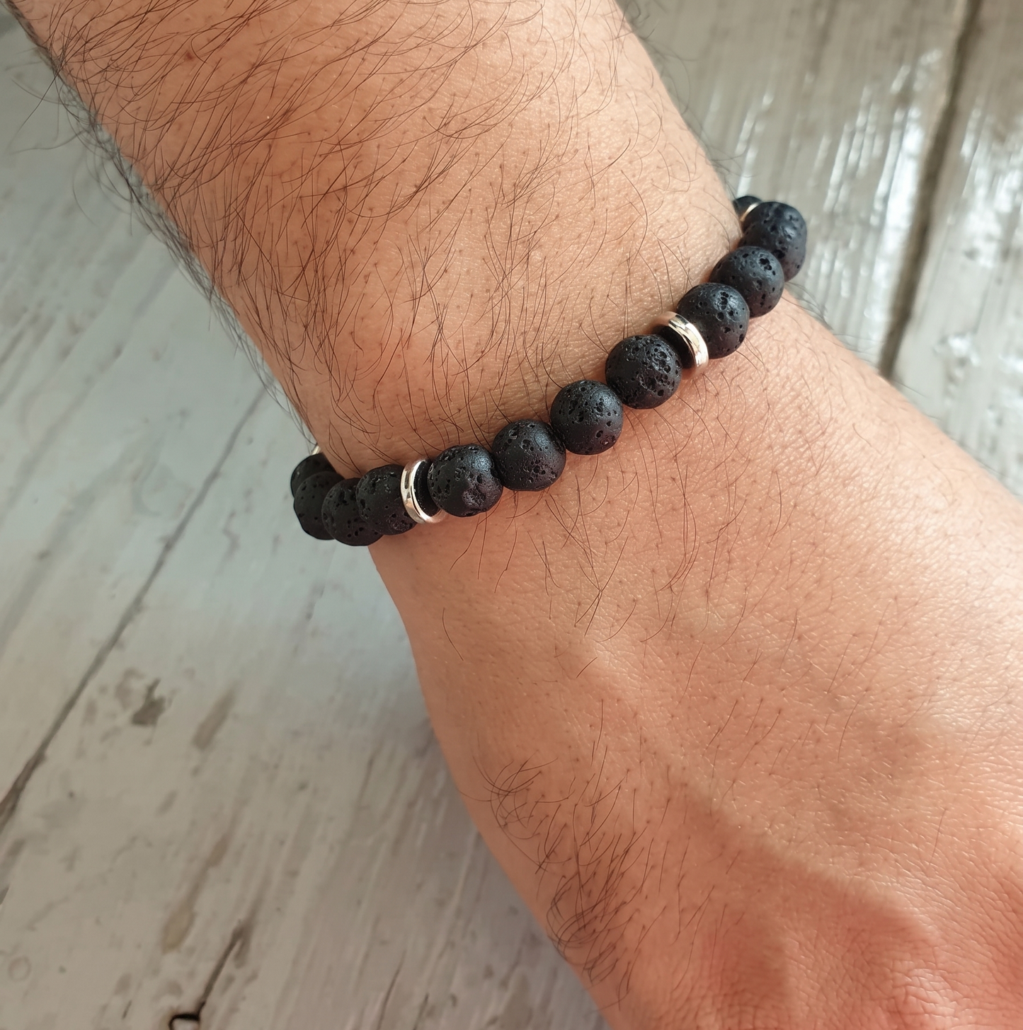 Lava Stone Bracelet with Magnetic Clasp - Unisex