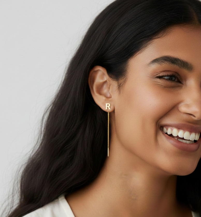 Custom Initial Letter Threader Earrings