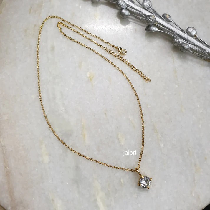 Diamond Like Stone Pendant Necklace