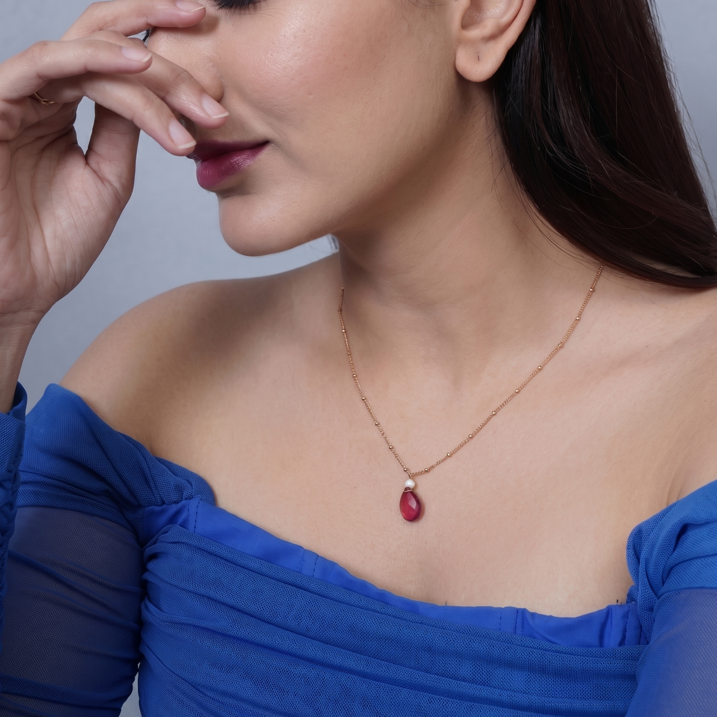 Teardrop Gemstone Pendant Necklace