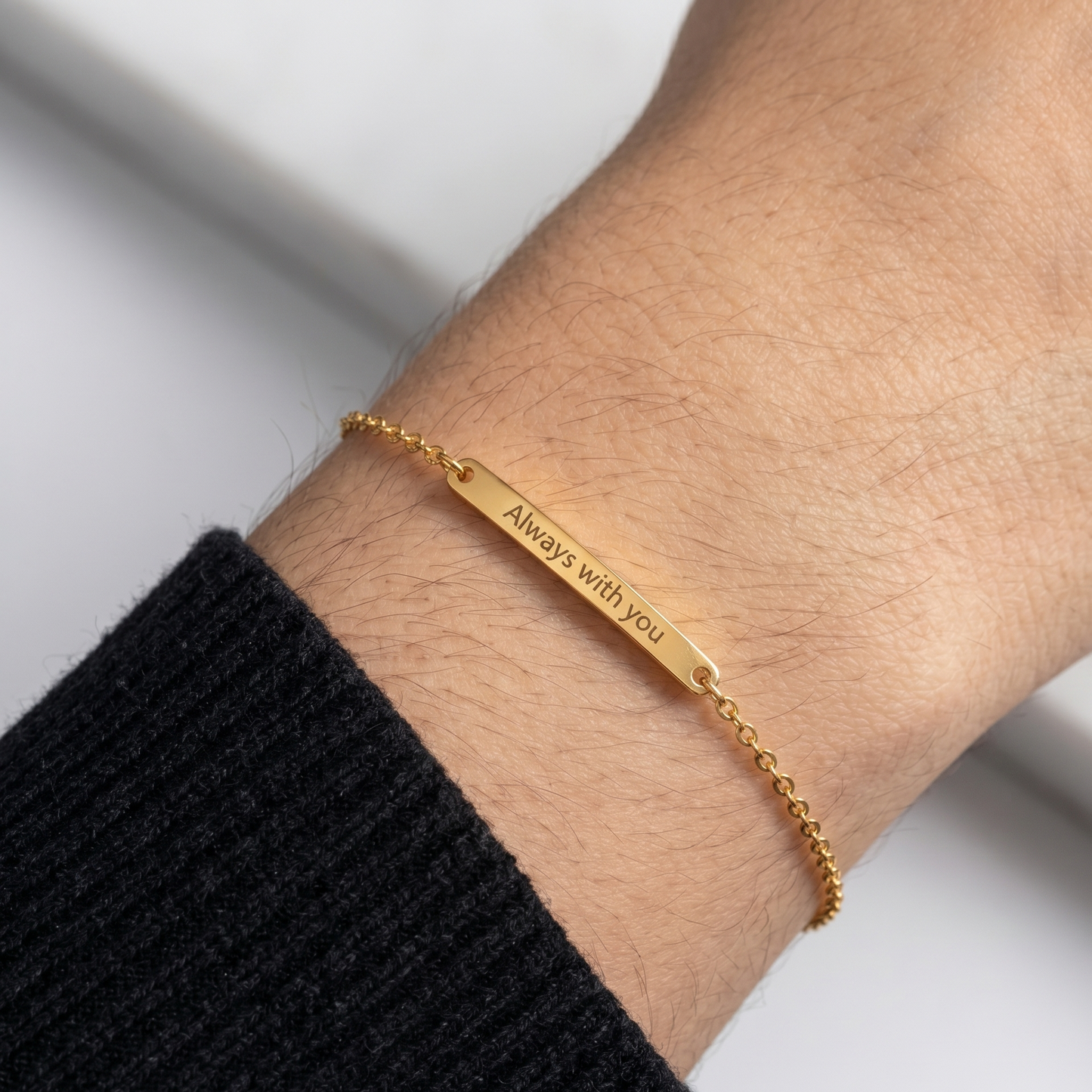 Custom Engraved Name Bar Chain Bracelet