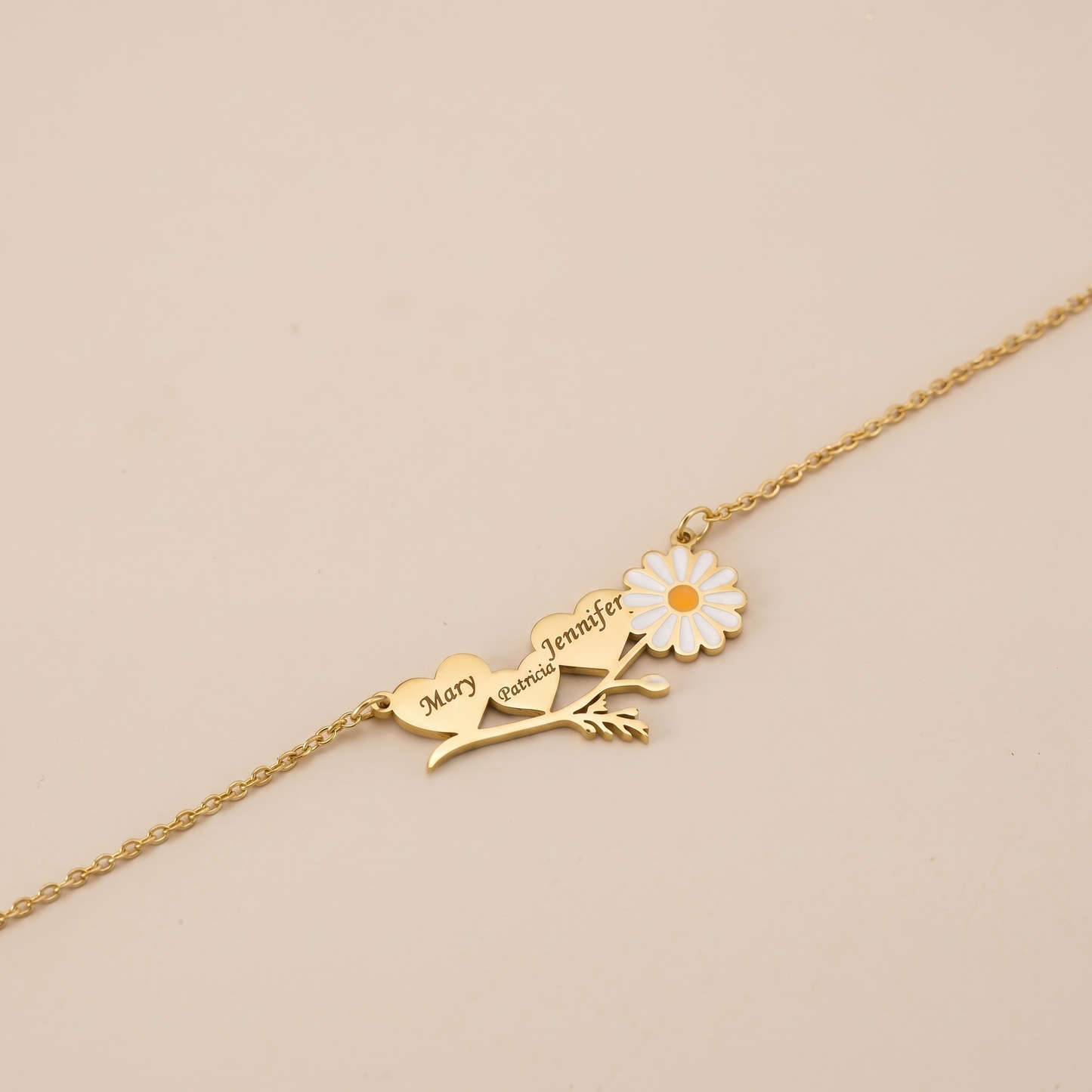 Custom Daisy Name Initial Heart Necklace