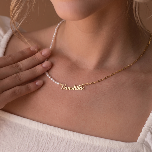 Freshwater Pearl Chain Name Necklace