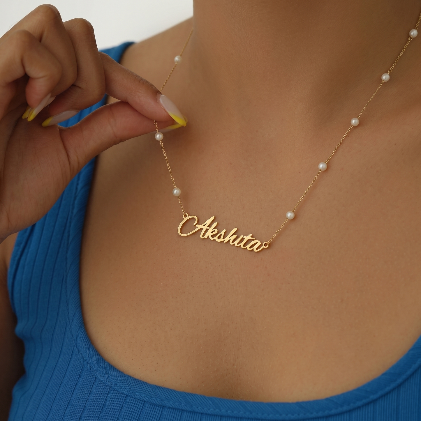 Custom Name Pearl Chain Necklace