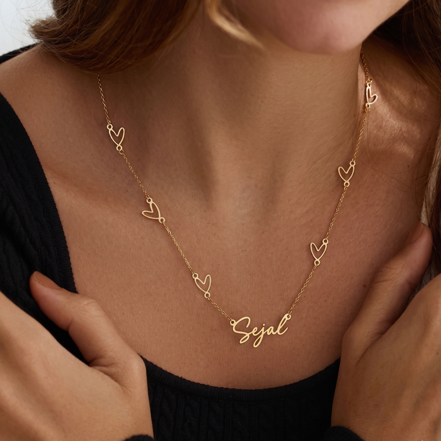 Heart Chain Custom Name Necklace