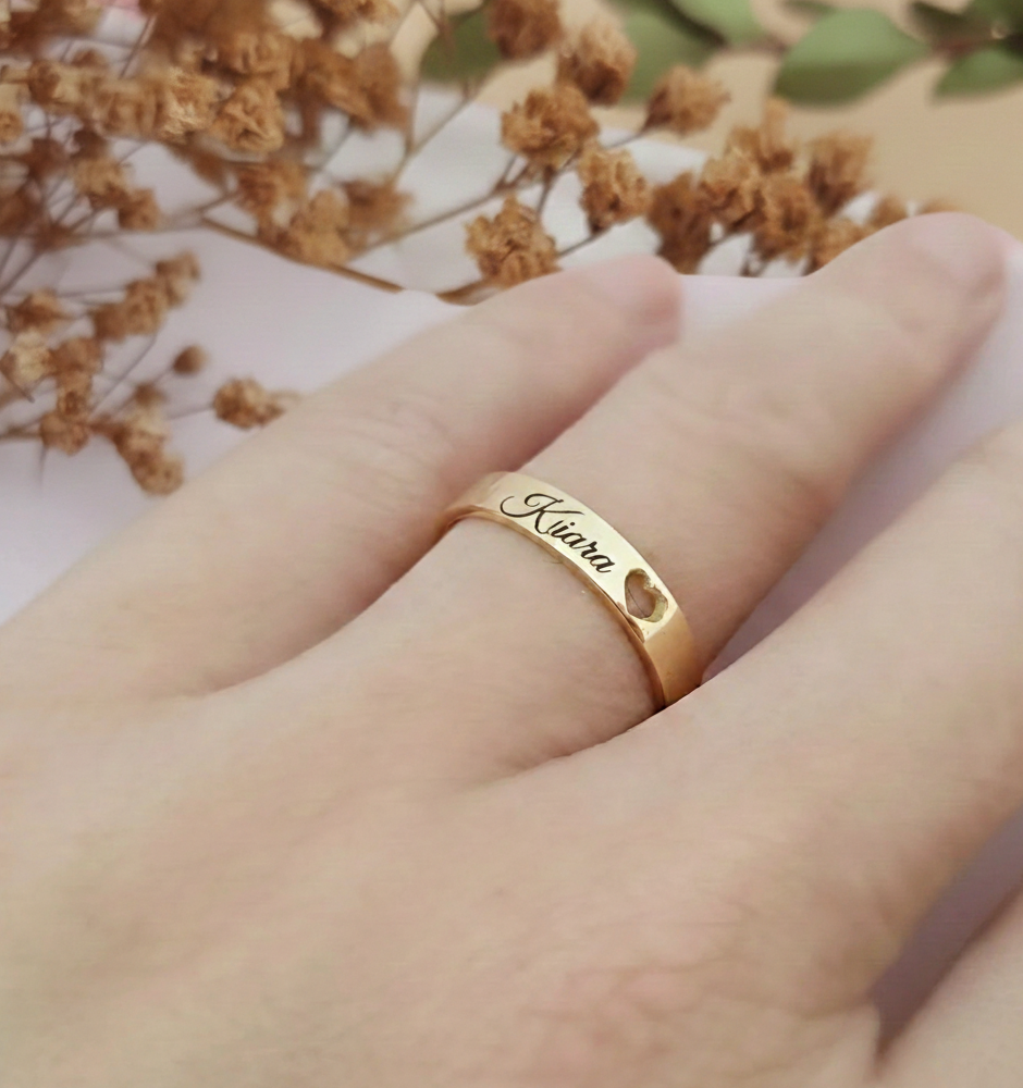 Engraved Name and Date Message Ring