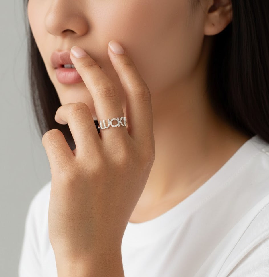 Diamond Like Custom Name Ring