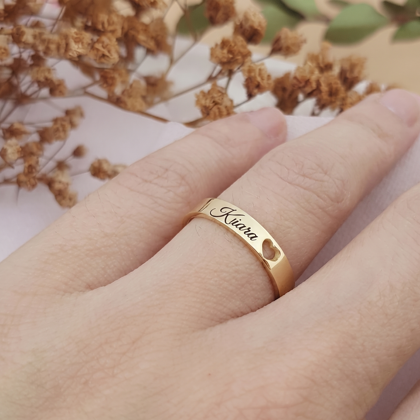Engraved Name and Date Message Ring