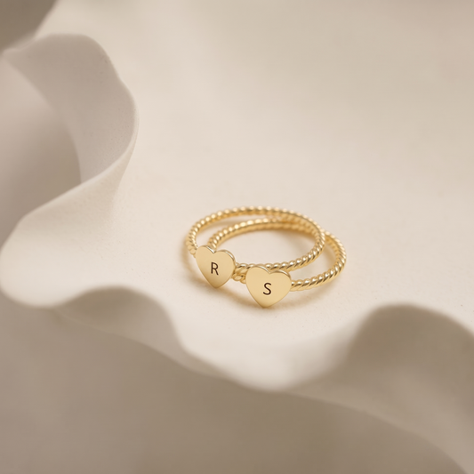 Personalised Heart Initial Ring