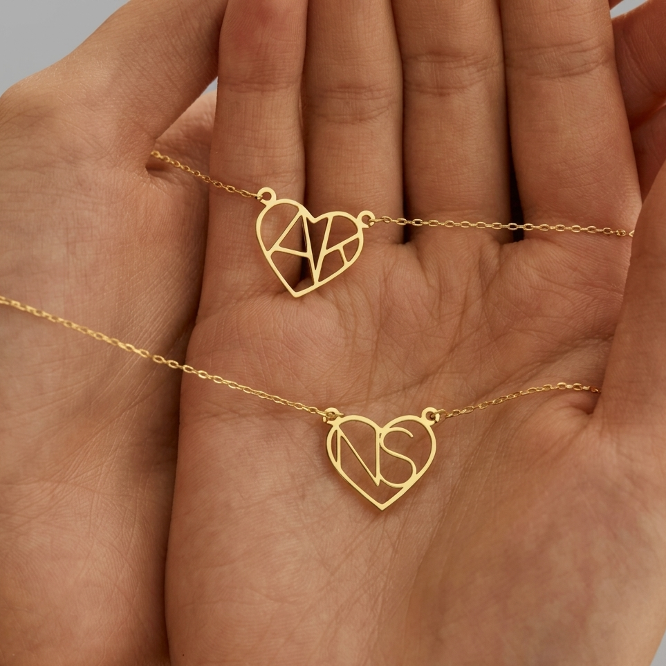 Heart Double Initial Necklace