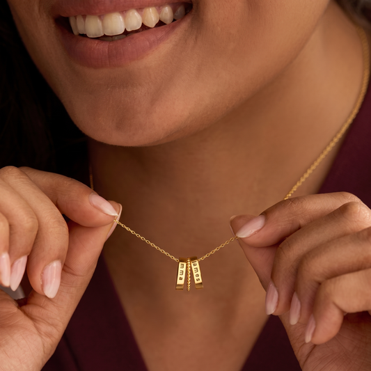 Personalised Couple Friends Name Rings Necklace